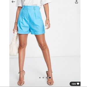 ASOS Design Linen Boxy Shorts in Turquoise